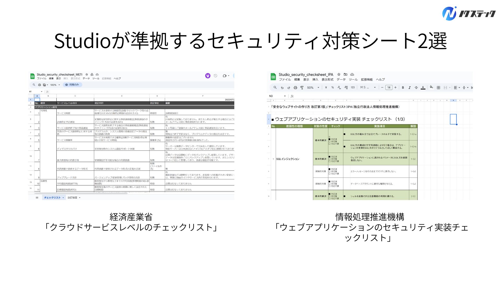 Studioが準拠するセキュリティ対策シート2選