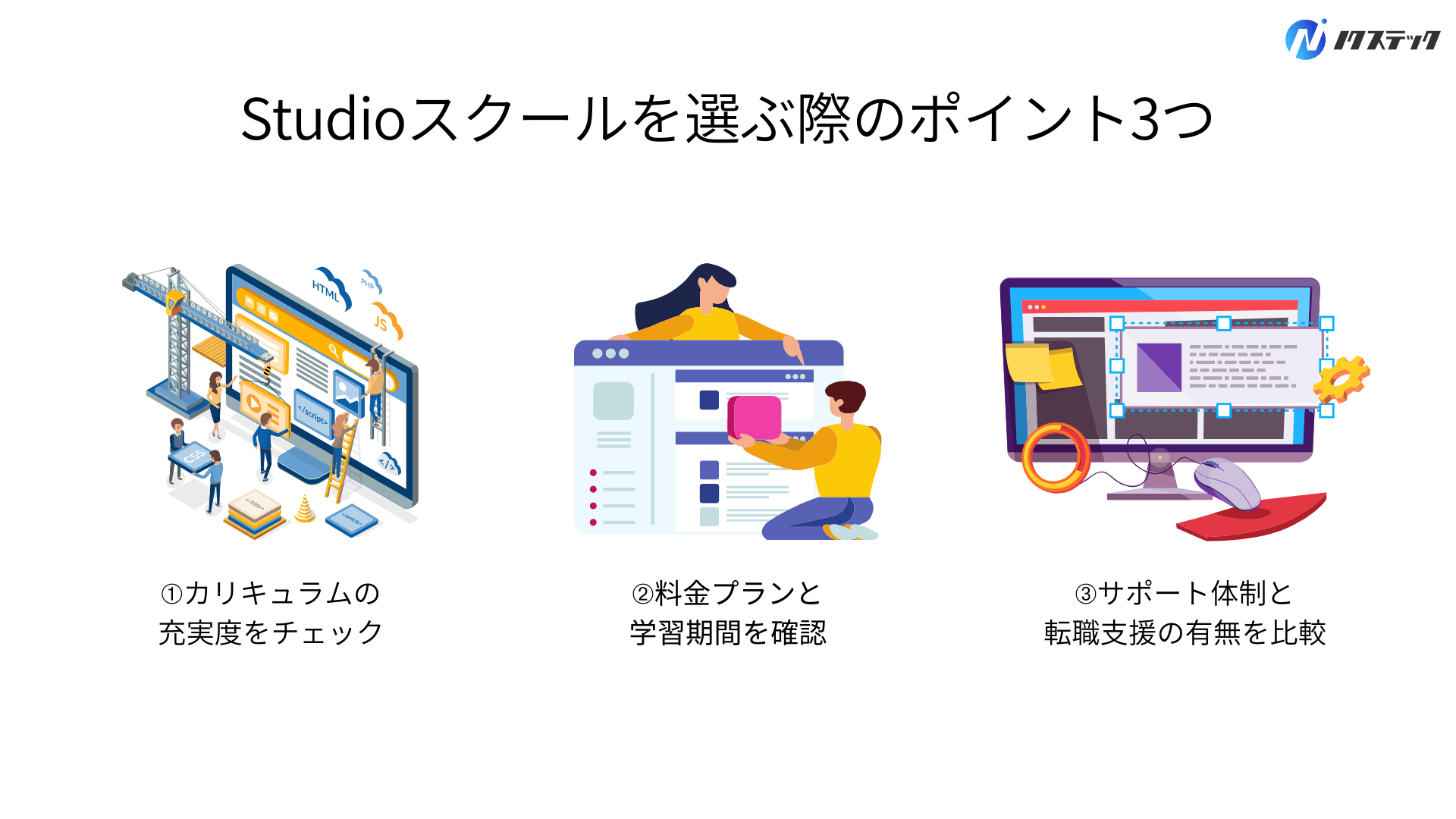 Studioスクールを選ぶ際のポイント3つ